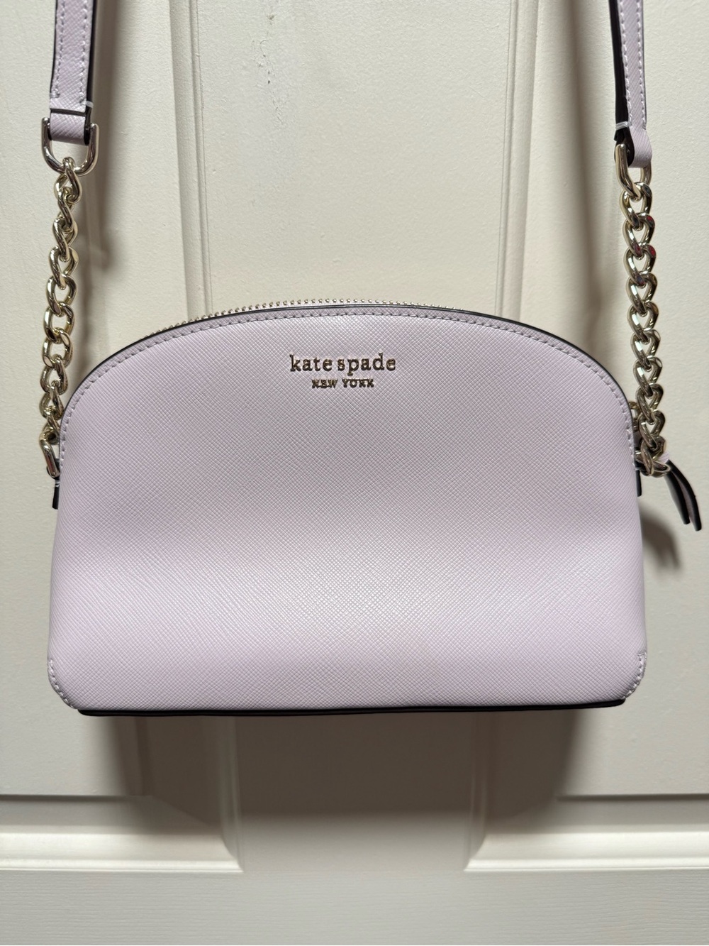 Kate Spade Lilac Saffiano Leather Hilli Dome Crossbody with Gold Chain